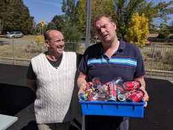 Participant Rohan with support worker Bill at the Mitchell Depot